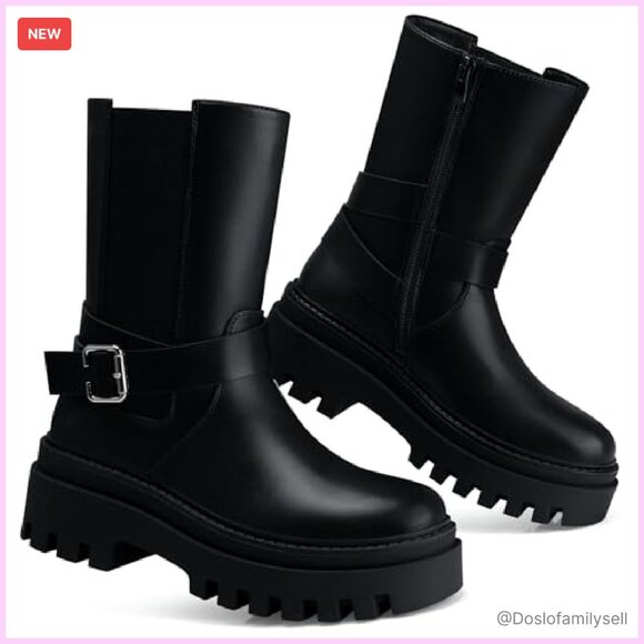 Platform Ankle Boots Minimal Chic Wide Width Comfortable Daywear Work Office - Picture 5 of 8